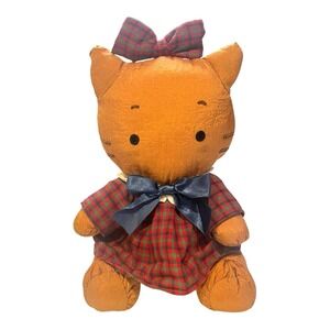Vintage 1995 Sanrio Brown Hello Kitty Winkipinki In Plaid Dress And Bow 14"